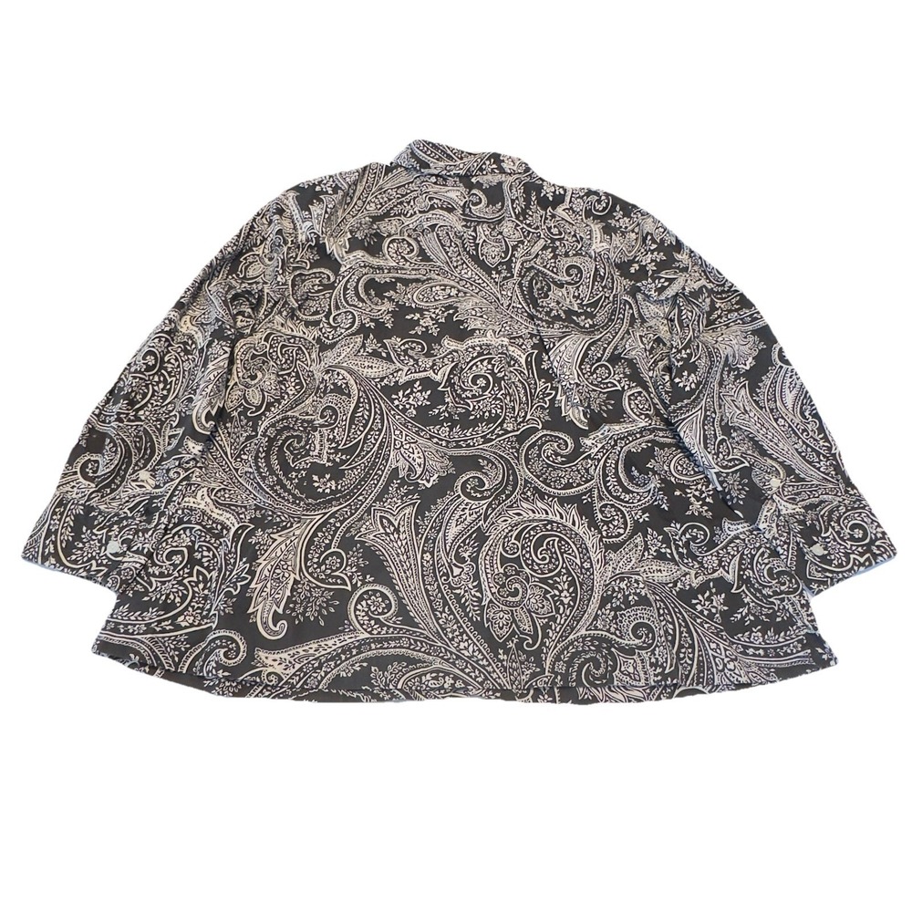 Chaps Women's Long Sleeve Floral Paisley Cotton Button Down Shirt Size 1X Black - Picture 2 of 8